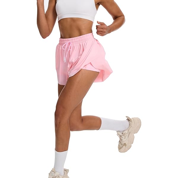 PINSPARK Sportbroek voor dames, korte 2-in-1 sportshorts met zakken