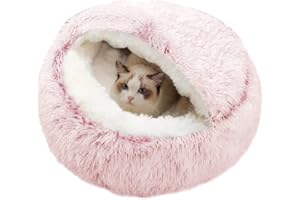 SUOXU Cama calmante para Gatos, Nido de Donut Cuddler Nest cálido Suave cojín de Felpa para Perros y Gatos con Esponja acogedora Parte Inferior Antideslizante para Mascotas pequeñas y Medianas