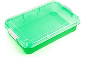 Madzee 15Inch Portable Sensory Bin Play Tray with Lid, (green)