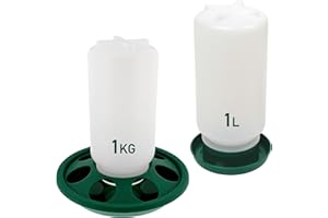 ZOOTEC Mangiatoia per pulcini 1 Kg e Abbeveratoio per pulcini 1 L - in Plastica Trasparente Resistente – Mangiatoia per galline e Abbeveratoio per galline chiocce e quaglie