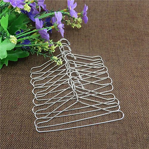 JANOU 10pcs Cute Dollhouse Clothes Hang Miniature Wire Clothes Stand (Silver)