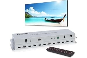 GKRONG 3x4 Video Wall Controller, 1 Input, 12 Outputs, 26 Split Modes, Remote Control and RS232, Audio and Memory Function