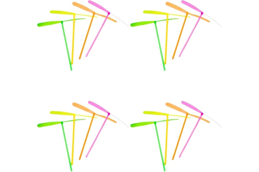 SGETHCH 15 Pcs Hand Rub Flying Propellers - Retro Dragonfly Manual Spin Helicopters - Lightweight Outdoor Flying Novelty for Garden Games, Parties & Event Bag Fillers - Assorted Colours