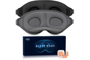 Masque de Nuit, 2 Masque de Sommeil 3D Doux et Confortables, Avec Bandeau Réglable et Bouchons D'oreille, Convient à Divers Scénarios et Apporte à Chacun un Sommeil Paisible