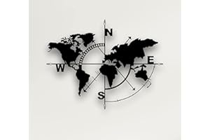 DEKADRON Mappa del mondo in metallo – 140 x 104cm)