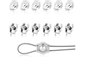 Flintronic Abrazadera de Cuerda de Alambre M4, 12 Piezas Abrazadera de Cable de Acero Inoxidable 304, Abrazadera de Cable de Cable Clip Símplex, para 4 mm Cable Aparejo, para la Fijación de Cables