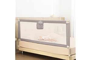 ‎BABYALLY Bettgitter für Kleinkinder, 180cm Bettschutzgitter Kinderbettgitter für Kinder Babybettgitter Klappbar, Kinderbett Kinderbettschutzgitter Rausfallschutz Bett, 5 Minuten schnelle Installation