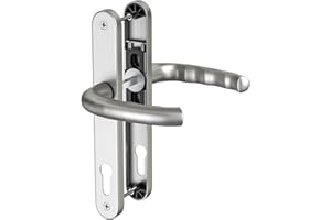 GANZTECH 1 Set Nickel UPVC 304 Stainless Steel Door Handle, 92 mm PZ (Centre), Back Plate 243 mm, 210 mm Screw on Screw, Nickel Replacement PVC Door Handle