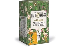 Heath & Heather Organic Green Tea with Manuka Honey Tea Bags | Individually Wrapped Caffeine-Free Herbal Tea Infusions | 1 Pack of 20, Total 20 Tea Bags