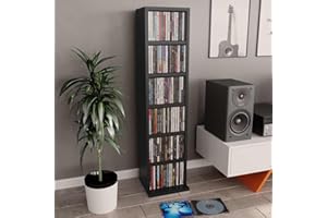 GENERIC Porta CD a Colonna, Mobile Porta CD Nero 21x20x88 cm in Legno Multistrato (7,72KG)