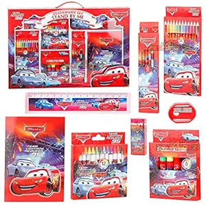 zest 4 toyz Pack of 9 Stationery Set kit Combo 1Pencil box /12 Pencil Colors / 12 Crayon Colors / 6 Color Pen /6 pencils /1 Eraser/1 Pencil sharpener /1 Diary /1 Ruler Cute Cartoon Theme Stationery School Supplies Birthday Return Gift For Kids Boys