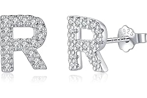 TIZU Orecchini con Lettere in Argento 925 Alberino Orecchini Anallergici per Donna Bambina Ragazza Orecchini Piccoli Iniziali con Zirconi Cubici Idee Regalo per Lei