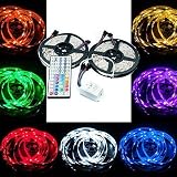 Emisión de color: RGB QUMOX 10M (5M x2) Tira de Luz RGB 300LED LED Strip iluminación de tira 5050 SMD + 44 KEYs Mando
