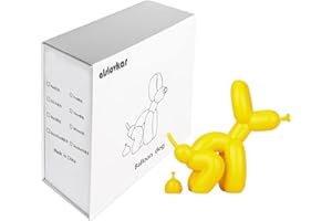 alslovkar Squat Balloon Hund Statue, Harz Skulptur Home Decor, Moderner Schreibtisch Büro Home Dekoration Zubehör für Wohnzimmer Tierfiguren (Lackiert-Gelb,9,5x9,5cm)