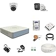 Clocite HIKVISION 4 Channel DVR with 5MP 1 Dome & 1 Bullet Cameras with Audio Recording (Day/Night Vision) + 500GB HDD + Cable Roll (1+3) 4 CH Power Supply + BNC & DC Full Combo Kit