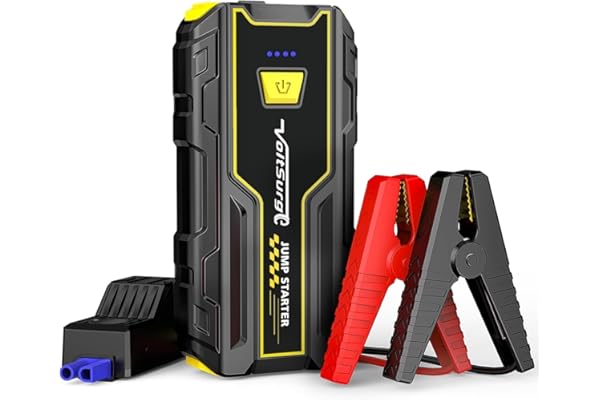 Arrancador de Batería de Coche, 4000A Arrancador de Emergencia para Coche/Moto (para Motores hasta 7.5L Gasolina/5.0L Diesel) 12V Booster de Arranque con Linterna LED