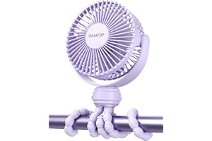 Gaiatop Elektrischer Mini-Ventilator mit 360-Grad-Drehung, 5,5 mm Lücken, wiederaufladbarer Akku, 3 Geschwindigkeiten, Violett