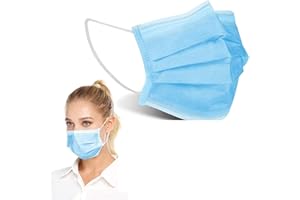 1ABOVE 50pcs 3-Layer Protective Disposable Face Masks, Breathable Face Mask,High Filterability, Sutaible For Sensitive Skin (Blue)