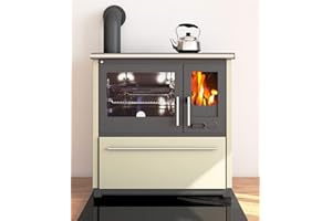 EEK A+ Küchenofen Holzherd Plamen 850 creme, linke Version - 8 kW Dauerbrandherd