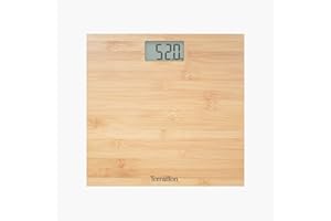TERRAILLON - BAMBOO - Pèse personne électronique, Plateau Pur Bambou Ultra-plat, Ecran LCD, Capacité 150Kg, graduation 100g, Bambou