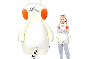 DBPBToU Kot, przytulanka 60 cm, pluszowa zabawka, pluszowa poduszka, przytulanka dla dzieci, śliczna poduszka do spania na boku (zakłopotany)