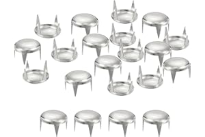 QUARKZMAN 80 Piezas de Remaches de Cúpula Redonda en Plata, 12mm Tachuelas de Púas de Latón para Ropa de Bricolaje, Cinturón, Bolso, Zapatos, Pulsera, Artesanía de Cuero