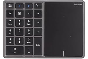 Goshyda Pavé Numérique sans Fil, BT et 2.4G Dual Modes 22 Touches Slim Clavier Numérique Rechargeable avec pavé Tactile, pour pour Android, pour OS X (Gris Fer)