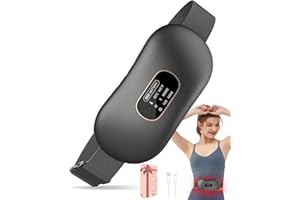 KOURIC Menstrual Heating Pad Belt-Heat Pads for Period Pain Relief with 5 Heat&Vibration Massage Levels,Rechargeable Period Cramps Pad for Stomach Belly&Back Pain Relief,Gifts for Teen Girls Women