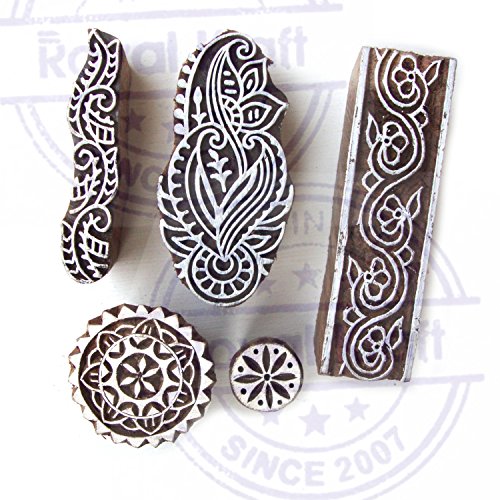 Entwerfer Runden und Blumen Muster Holz Drucken Stempel (Set von 5) - 2