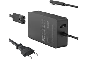 SCOVEE 65W Surface Pro Caricatore per Microsoft Surface Pro 8/X/7/6/5/4/3,Surface Book 2/1, Surface Laptop 5/4/3/2/1 Studio, compatibile con Microsoft Charger 65 W, USB Type A 2 Pin NA