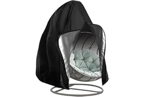 MERWDEEYT Hängesessel Abdeckung Outdoor Wasserdicht Hängestuhl Schutzhülle, 210D Oxford Staubdichte Abdeckung für Schwingsessel, Winddicht Hängestuhl Abdeckung mit Reißverschluss & Kordelzug, Schwarz 190x115cm