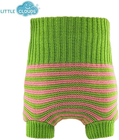 Little Clouds Doppeltgestrickte Wollüber Hose – Green/Pink