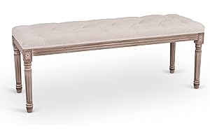 VONLUCE Banco Tapizado para Cama 120x40x46 cm Taburete para Pie de Cama en Estilo de Vintage Banco de Entrada con Asiento Acolchado y Patas de Madera para Dormitorio y Salón