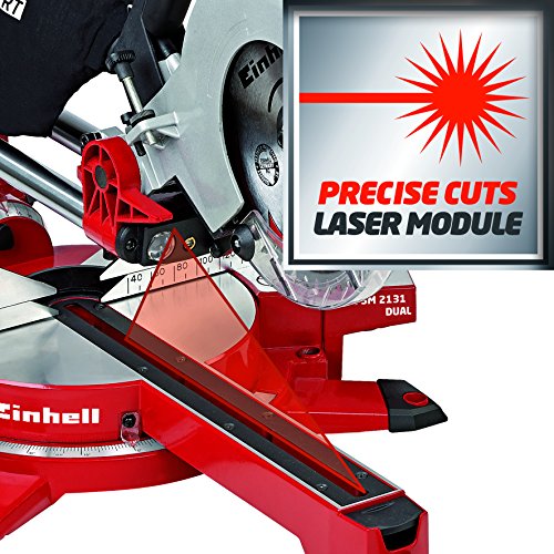 Einhell Zug Kapp Gehrungssäge TE-SM 2131 Dual (1600 W, Sägeblatt Ø 210 mm, Schnittbreite 310 mm, Softstart, schwenkbarer Sägekopf, Laser, LED-Licht) - 8
