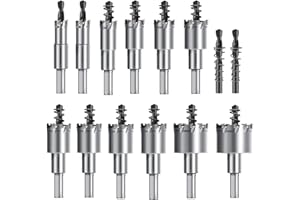 ASNOMY 14pcs Brocas Corona Perforadora Metal, 12,7mm-54mm juego de cortadores de agujeros con punta de carburo de tungsteno, sierra de corona de acero inoxidable, hierro madera, plástico