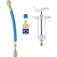 X AUTOHAUX Oil and Dye Injectors Kit 30ml/1 Oz Hand Push Compressor Manual AC Oil Dye Injector with Quick Coupler 1/4 SAE Connector Car HVAC Compressor Oil Dye Injector Refrigerant Tool