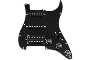 Musiclily Pro HSS 11 Otworów Loaded Pickguard Prewired Maskownica Alnico 5 Przetworników do Gitary USA/Mexico Standard Strat,3 Warstwowy Czarny