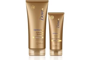Dove Unilever DermaSpa Body Lotion Summer Revived Self-Tanning Medium to Dark, 200ml with Dove Derma Spa Face Cream, 75ml, 2 Piece Set