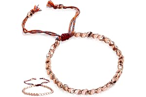 SoundZero Tibetanskt armband, kopparpärlarmband, justerbart flätat koppararmband, handgjord tibetansk koppar lyckobringande a