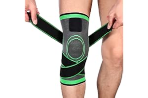 NuCamper Orteza kolan w przypadku bólu stawów, regulowany rękaw kompresyjny dla mężczyzn i kobiet ulga w bólu, wsparcie kolana w przypadku regeneracji urazów, łzy łąkotki, biegania, sportu, treningu (zielony, średni)
