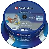 Verbatim BD-R Blu Ray SL DataLife Type 25GB 6x Printable Stampabili campana da 25 pezzi