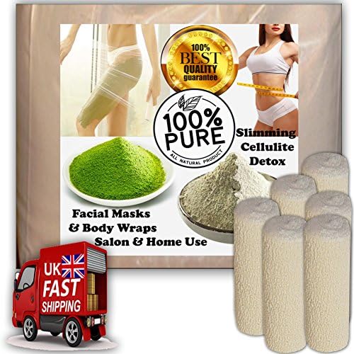 Bentonite Clay 100% Pure Sodium Bentonite/seaweed mix body wrap inch loss slimming 500grams 6 contouring bandages