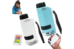 CUNSIEUN Minilabsters Miniscope Kids,Mini Labsters Tragbares Mikroskop, Miniscope Tragbares Mikroskop Kinder,LED-beleuchtetes Taschenmikroskop für wissenschaftliche Experimente,Studenten, Kinder (Blau+Weiß)