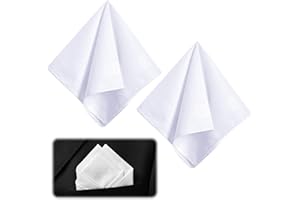 YUEJIESELECTED 2 fazzoletti bianchi da taschino in seta, 40 cm, fazzoletti da uomo, fazzoletti da taschino, fazzoletti da seta, fazzoletti da uomo, fazzoletti da donna in cotone, bianco, Taglia unica