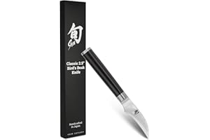 KAI Shun Classic coltello da sbucciatura giapponese 6,5 cm lunghezza lama - Coltello damasco 32 strati nucleo VG MAX - 61 (±1) HRC - Manico in legno di Pakka -Coltello da tornitura forgiato