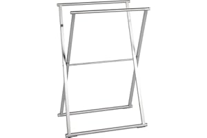 WENKO Towel-/Clothes Stand Lava Collapsible, Stainless-Steel, Stainless Steel, 53.5 x 30 x 80.5 cm