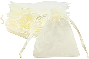 FADCAER 20 szt. torebek z organzy, wielokolorowe, małe torebki z organzy, torebki na biżuterię, przezroczyste woreczki ze sznurkiem, siatka, torba na cukierki, na wesele, festiwal, grę (beżowe, 10 x 15 cm)