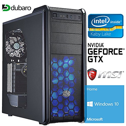 DUBARO GAMING PC High End INTEL Core I5-7400 4x 3,5GHz Turbo Geforce GTX 1050TI StormX 4GB MSI B250M Pro-VD 16GB-DDR4 1TB-HDD Windows 10 300N-Wlan DVD-RW Gamer Computer Desktop PC