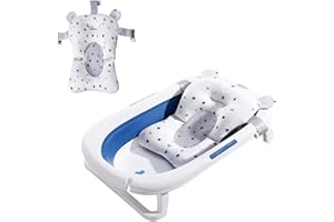 RONGXG Baby Bath Cushion Pad Newborn Bath Bed Adjustable Baby Shower Mat Non-Slip Soft Mesh Padded Infant Bathtub Support Foldable Baby Bath Seat Back Body Pillow Infant Bather Floating Pad, 0-12 Months