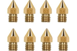 LEIBOCHAO Juego de 32 Boquilla de Impresora 3D para Serie Ender 3, 4 Boquillas de 0,1 mm, 0,2 mm, 0,3 mm, 0,4 mm, 0,5 mm, 0,6 mm, 0,8 mm, 1,0 mm, Boquillas para Impresora 3D para Ender 3 v2